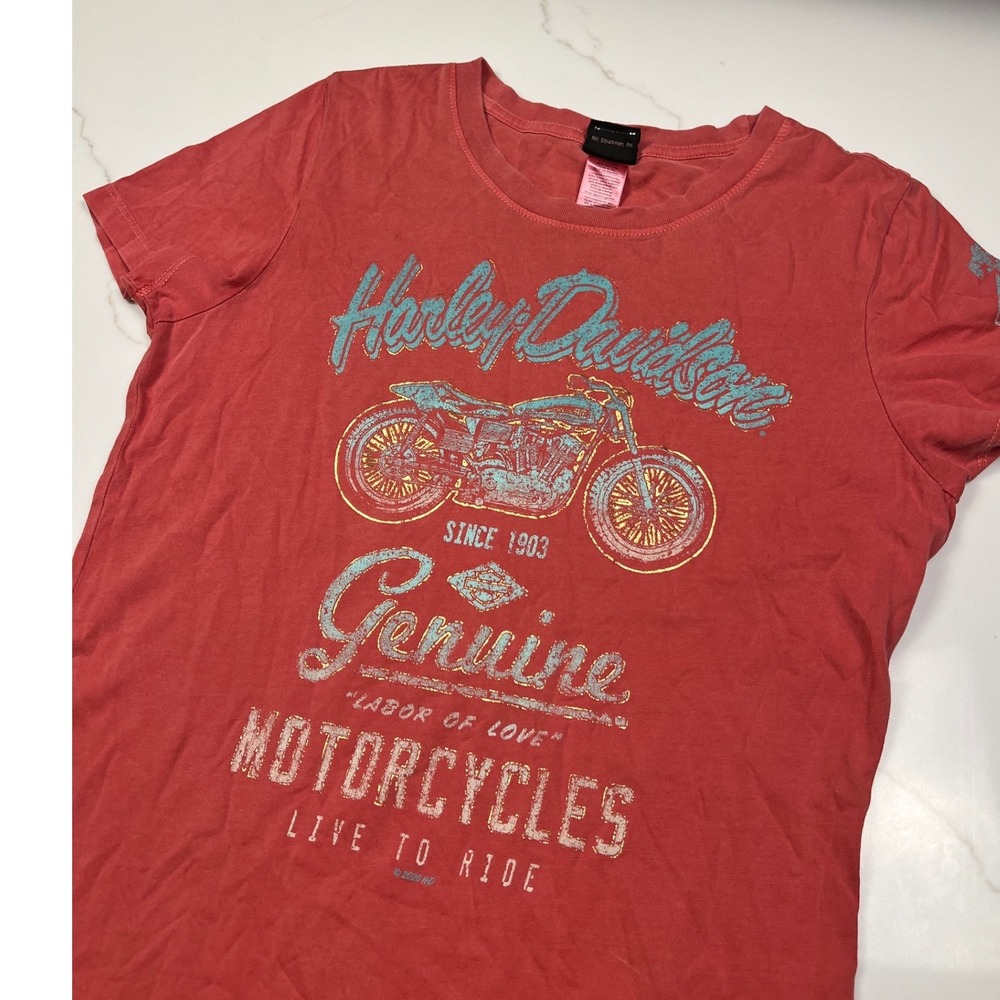 Harley Davidson Viking Land Brainerd MN Red Graphic T-Shirt Womens Medium